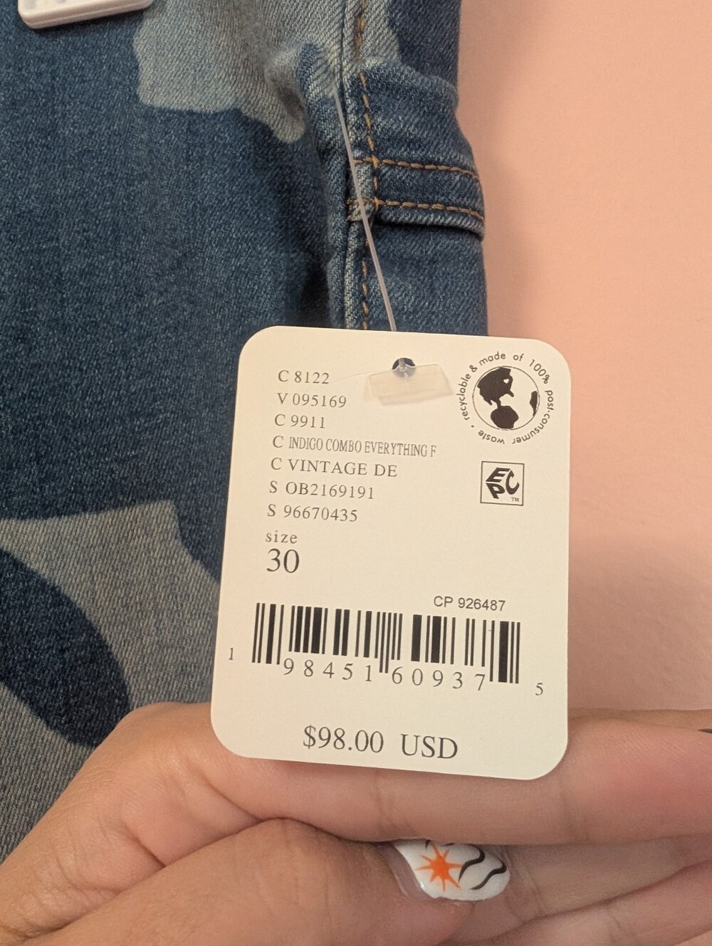 We the Free - Penny Pull-on Mid-rise Flares NWT - Indigo Print - Picture 4 of 5